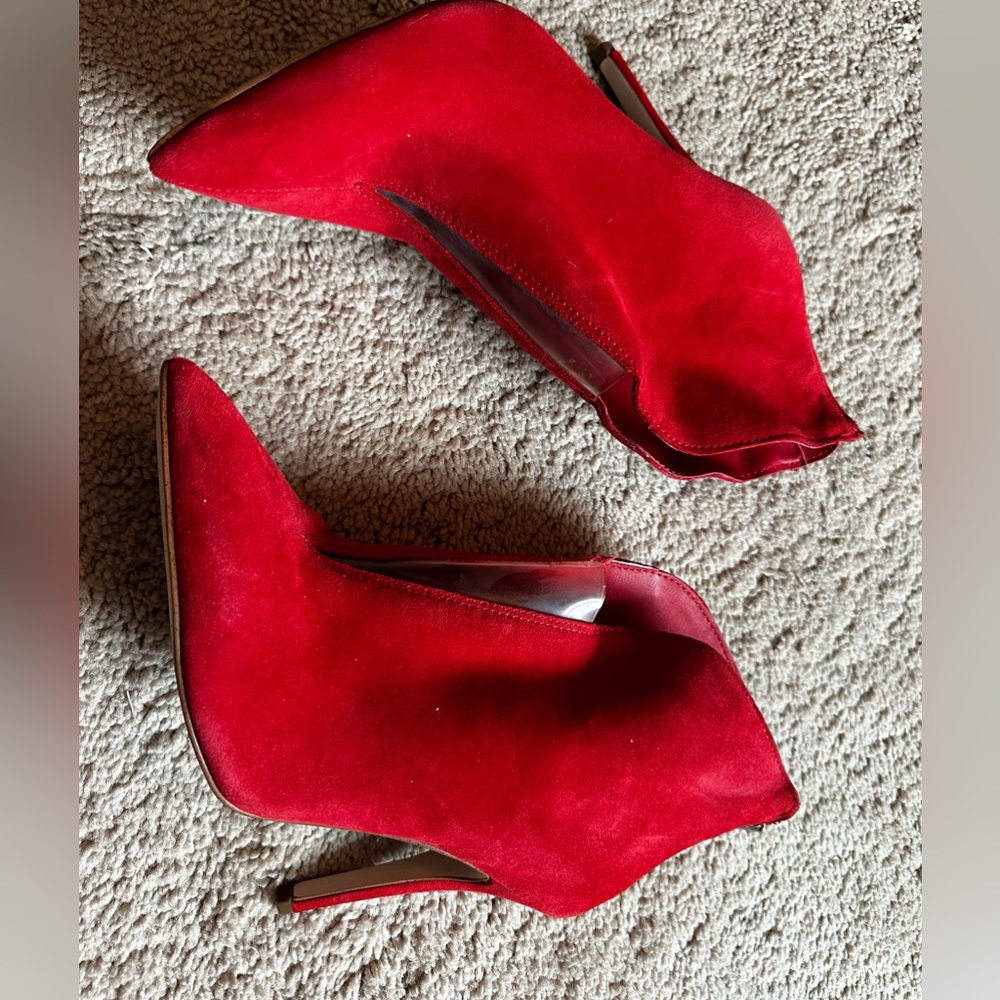 Jessica Simpson Red Suede Pointed-Toe Ankle Booties